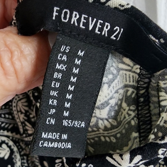 Forever 21 Rayon Black and White Paisley Print Tank Dress Size Medium Good Used - Picture 6 of 6